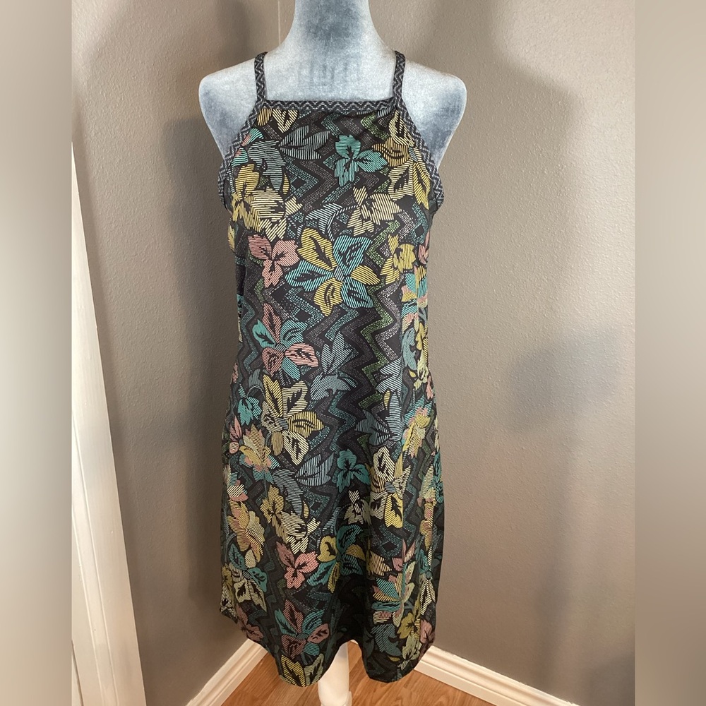 PrAna Andor Black Floral Swimdress Size M